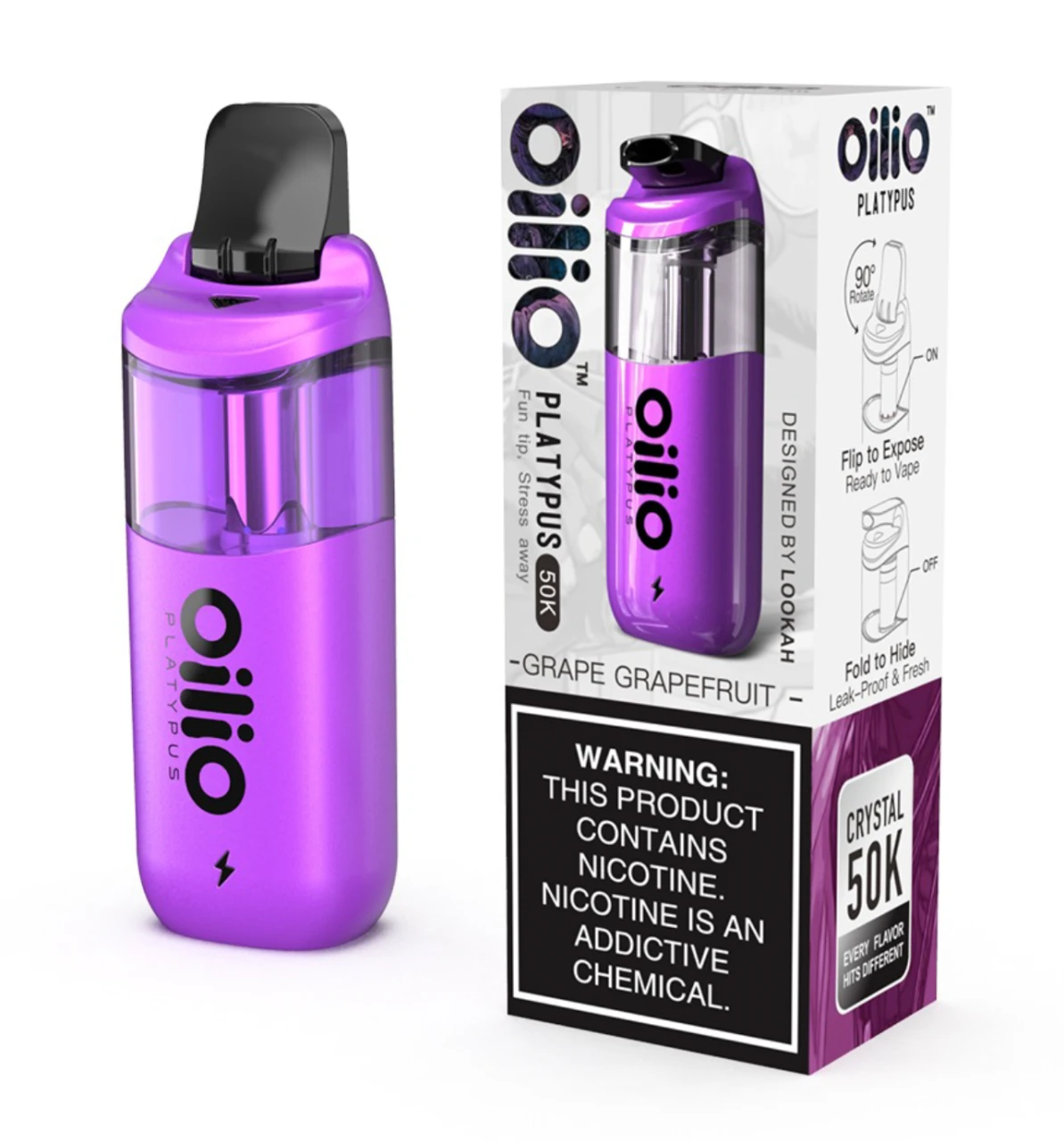 flavored water vape Oilio Platypus 50K free liquids Indica Disposable Vape Pen Nicotine Strength:4.5%