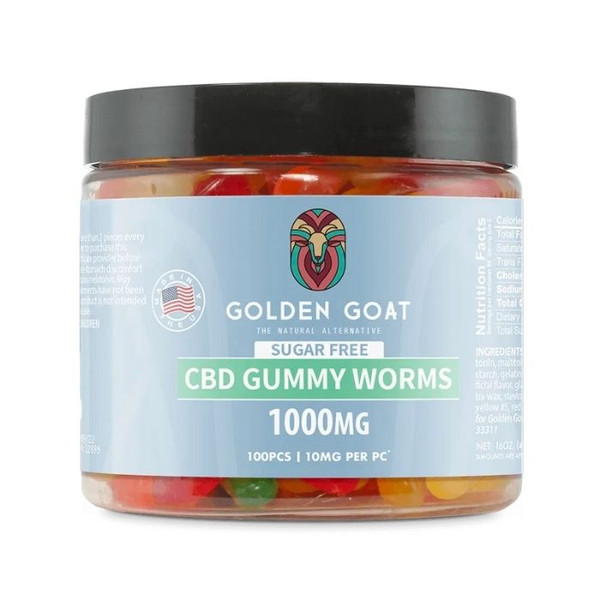 Golden Goat CBD Gummies Sugar Free Fruit Worms.