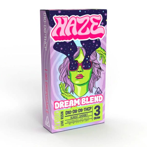 HAZE Dream Blend Delta 8 - 9 - 10 - THC-P Disposable 3G HAZE Dream Blend Delta 8 - 9 - 10 - THC-P Disposable 3G