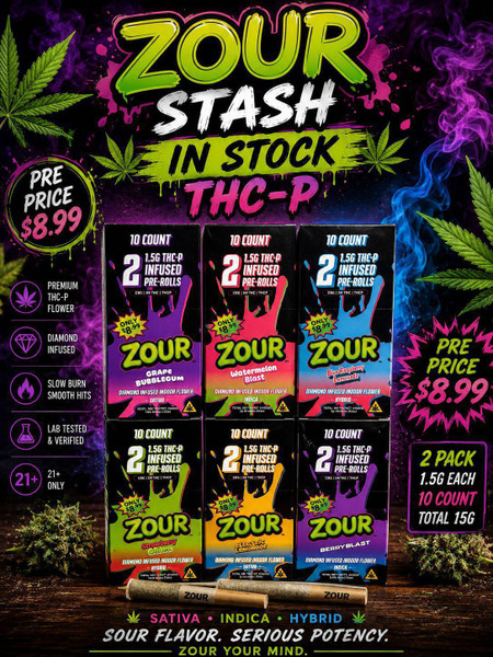 Zour Stash THC-P Infused Prerolls 3G - Pre-Priced