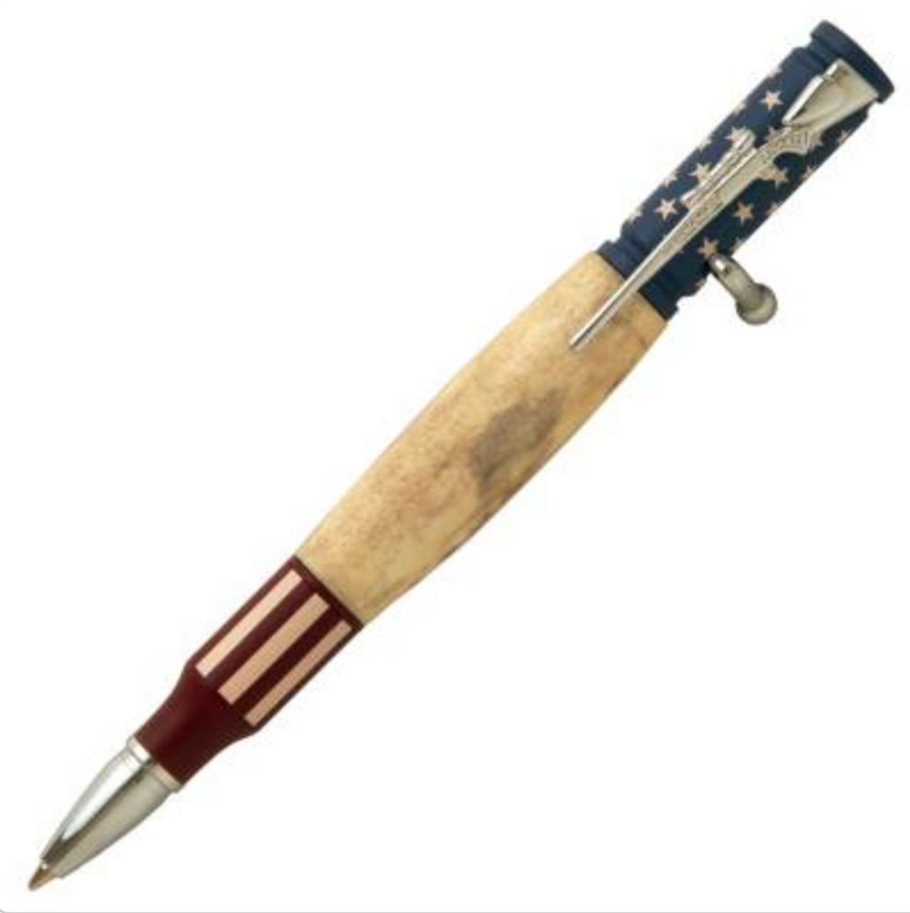 PKCP80CCH Bolt Action Ceramic Red, White and Blue Flag and Chrome Pen Kit