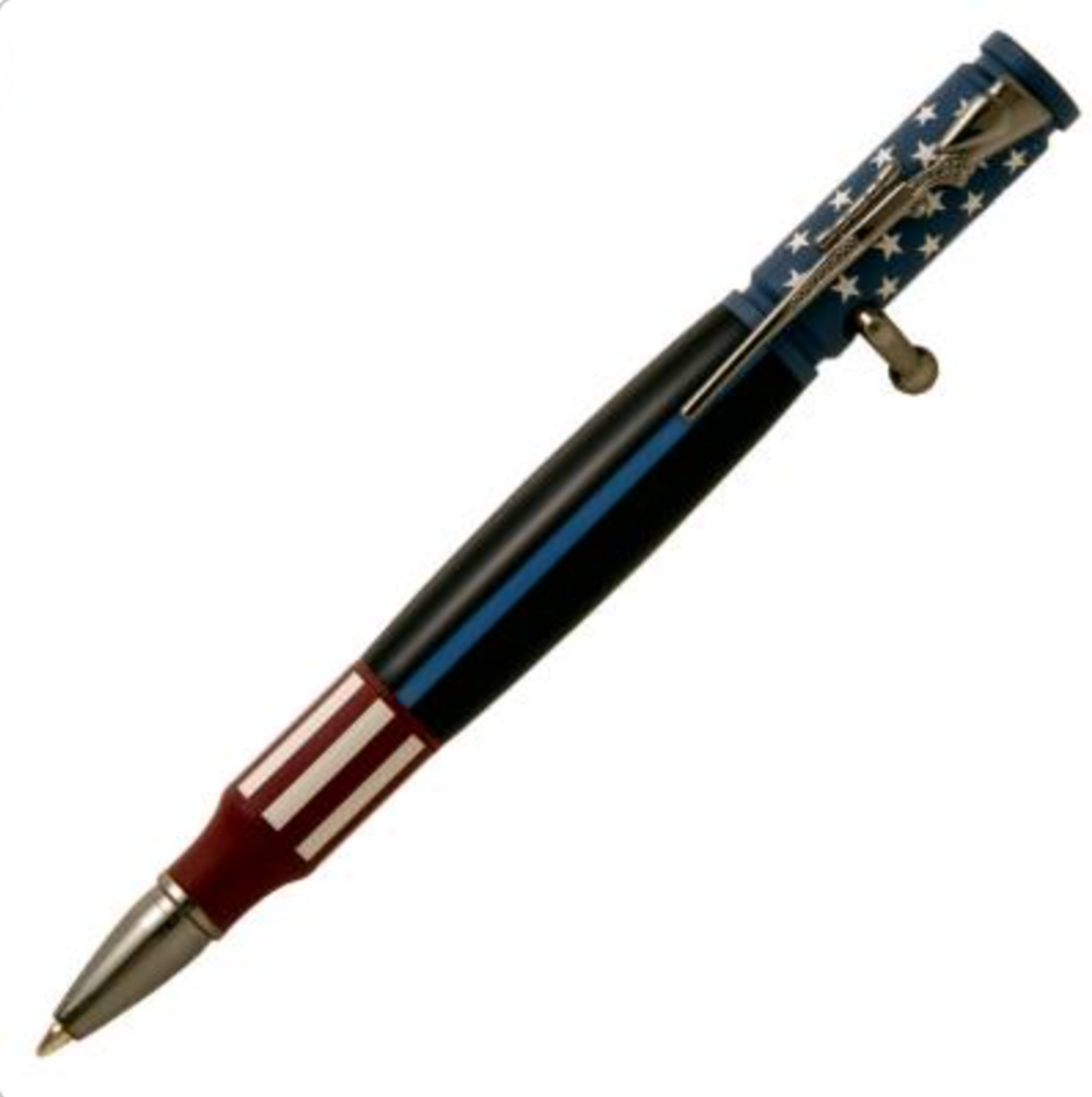 PKCP80CGM Bolt Action Ceramic Red, White and Blue Flag and Gun Metal Pen Kit