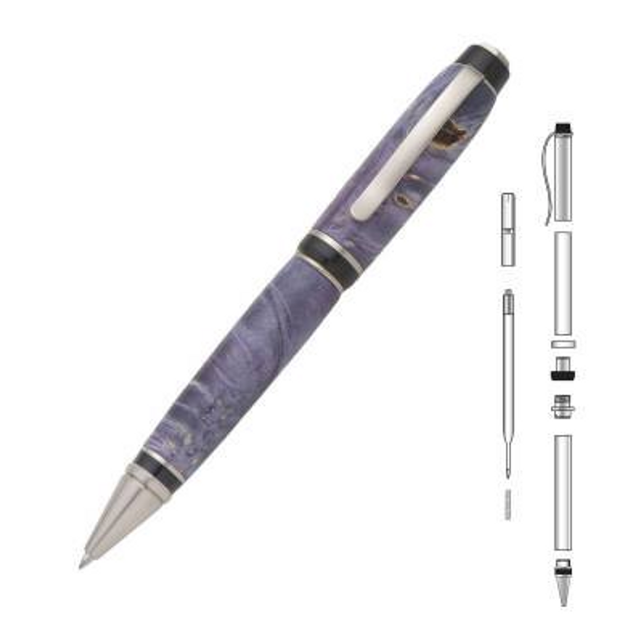 PKM Satin Silver Cigar Pen Kit