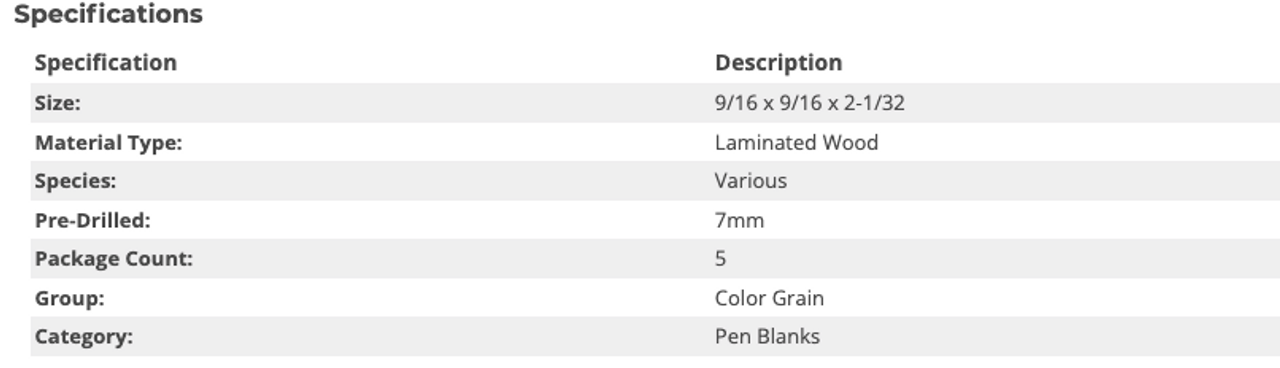 Color Grain 10 Pack Festival 9/16 in. x 9/16 in. x 2-1/32 in. Mini Pen Blanks Slimline Predrilled 