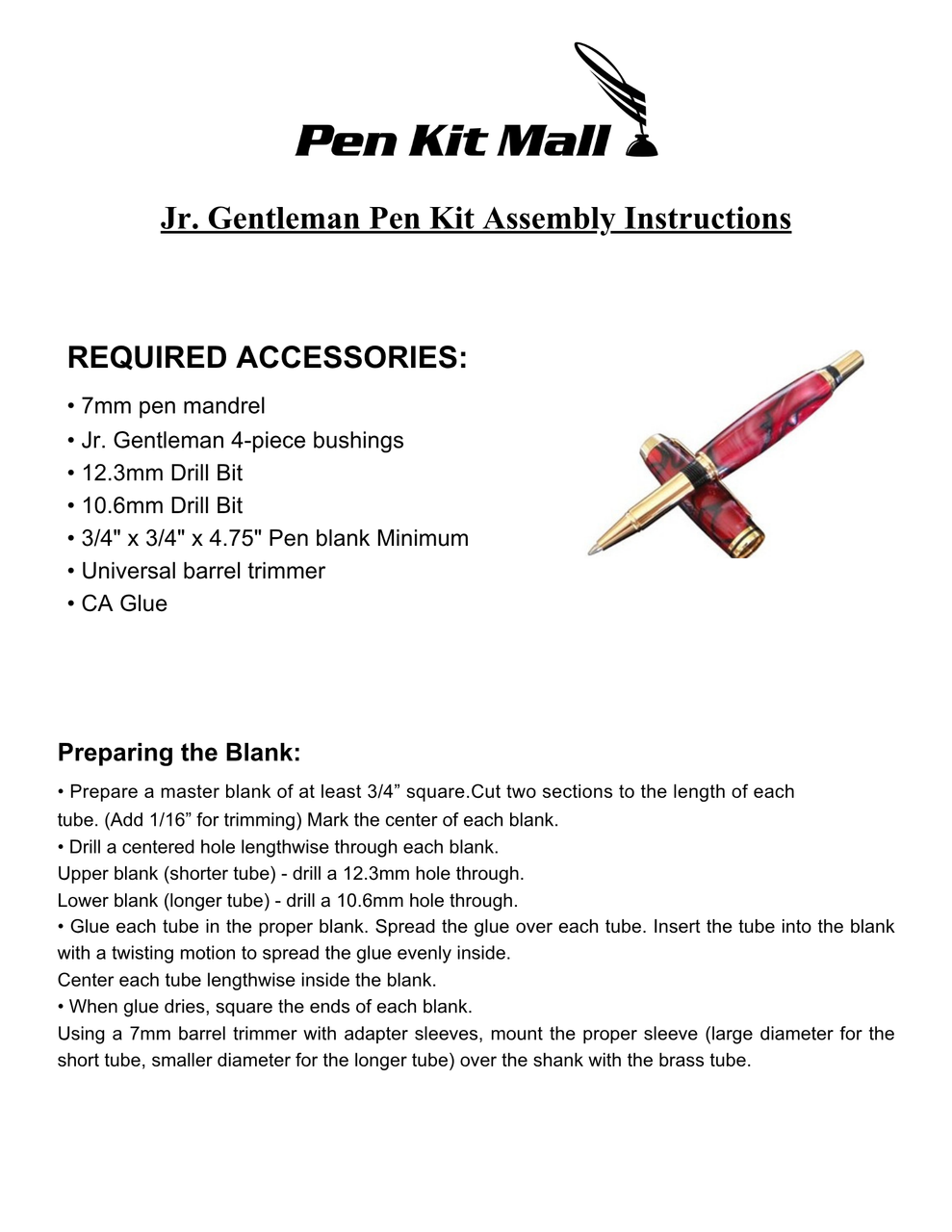 Gunmetal Jr Gentleman Pen Kit 