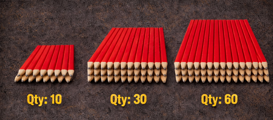 Hard Lead Carpenter Pencils Bulk Wooden Lumber Pencils | Construction & Woodworking Marking Pencil / BUY BULK DISCOUNTS APPLIED AT CHECKOUT