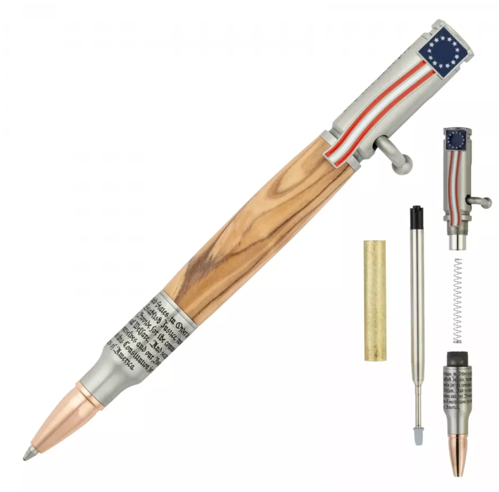 PKCP8WAP 30 Caliber We the People Antique Pewter Bolt Action Pen Kit