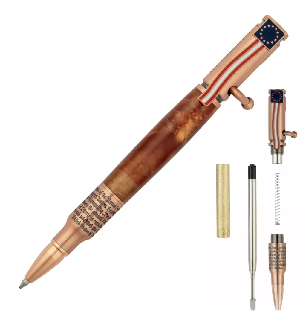 PKCP8WAC 30 Caliber We the People  Antique Copper Bolt Action Pen Kit