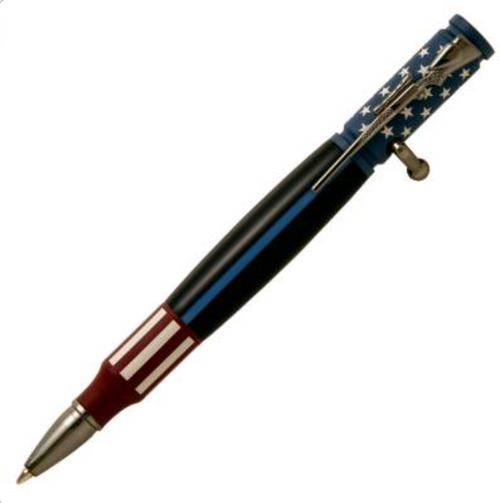 PKCP80CGM Bolt Action Ceramic Red, White and Blue Flag and Gun Metal Pen Kit