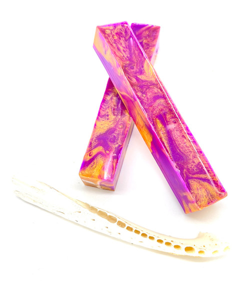 LSU Inspired Purple & Gold Alligator Jawbone Blank - Pen Kit Mall