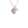 Pink Softball with Silver Tone Stitching Spinner Crystal Initial - Sophia Necklace