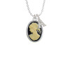 Small Black Oval Cameo Crystal Initial - Sophia Necklace