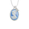 Oval - Blue Cameo - Crystal Initial - Sophia Necklace