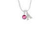 Crystal Hot Pink Channel Drop Crystal Initial - Sophia Necklace