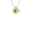 Gold Tone Disc 1/2'' Number - 4 - Crystal Initial - Sophia Necklace