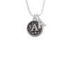 Antiqued Round Seal - Initial - A - Crystal Initial - Sophia Necklace
