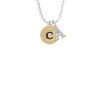 Gold Tone Disc 1/2'' Initial - c - Crystal Initial - Sophia Necklace