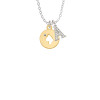 Gold Tone Cat Head Silhouette Crystal Initial - Sophia Necklace