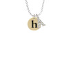 Gold Tone Disc 1/2'' Initial - h - Crystal Initial - Sophia Necklace