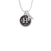 Antiqued Round Seal - Initial - H - Crystal Initial - Sophia Necklace