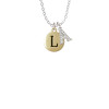 Capital Gold Tone Letter - L - Pebble Disc - Crystal Initial - Sophia Necklace