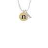 Gold Tone Disc 1/2'' Initial - n - Crystal Initial - Sophia Necklace
