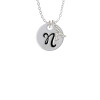 Large Script Letter - N - 3/4'' Disc - Crystal Initial - Sophia Necklace