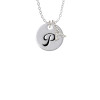 Large Script Letter - P - 3/4'' Disc - Crystal Initial - Sophia Necklace