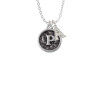Antiqued Round Seal - Initial - P - Crystal Initial - Sophia Necklace