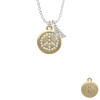 Gold Tone Disc with Crystal Peace Sign Crystal Initial - Sophia Necklace