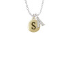 Capital Gold Tone Letter - S - Pebble Disc - Crystal Initial - Sophia Necklace