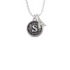 Antiqued Round Seal - Initial - S - Crystal Initial - Sophia Necklace