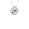 Large Script Letter - T - 3/4'' Disc - Crystal Initial - Sophia Necklace