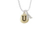 Capital Gold Tone Letter - U - Pebble Disc - Crystal Initial - Sophia Necklace