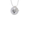 Large Script Letter - V - 3/4'' Disc - Crystal Initial - Sophia Necklace