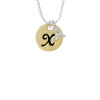 Large Gold Tone Disc Letter - X - 3/4'' Crystal Initial - Sophia Necklace