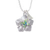 Lime Green & Hot Blue Butterfly on Large Flower Crystal Initial - Sophia Necklace