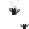 Black Flying Pig with Wings Crystal Initial - Sophia Necklace