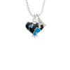 Hot Blue Large Cheetah Print Heart Crystal Initial - Sophia Necklace