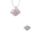 Love Banner on Pink Crystal Heart Crystal Initial - Sophia Necklace