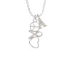 Peace Sign Ribbon Heart Crystal Initial - Sophia Necklace