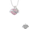 Sister Banner on Pink Crystal Heart Crystal Initial - Sophia Necklace