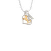 Two Tone Stallion Silhouette Heart Crystal Initial - Sophia Necklace