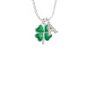 Translucent Green Lucky Four Leaf Clover Crystal Initial - Sophia Necklace