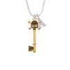 Antiqued Gold Tone Beaded Skull Key Crystal Initial - Sophia Necklace