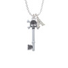 Antiqued Beaded Skull Key Crystal Initial - Sophia Necklace