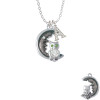 Large Crystal Owl Sitting on Black Moon Crystal Initial - Sophia Necklace