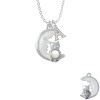 Large Imitation Pearl Owl Sitting on White Moon Crystal Initial - Sophia Necklace