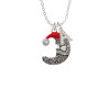 Large Crescent Moon Santa Face Crystal Initial A - Sophia Necklace