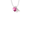 Hot Pink Crystal Heart Crystal Initial - Sophia Necklace